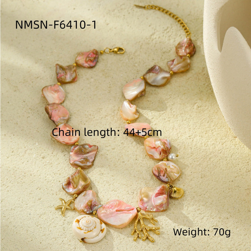 Ocean Series Beach Vacation Necklace Bracelet Earrings Shell Starfish Stainless Steel Summer Ornament