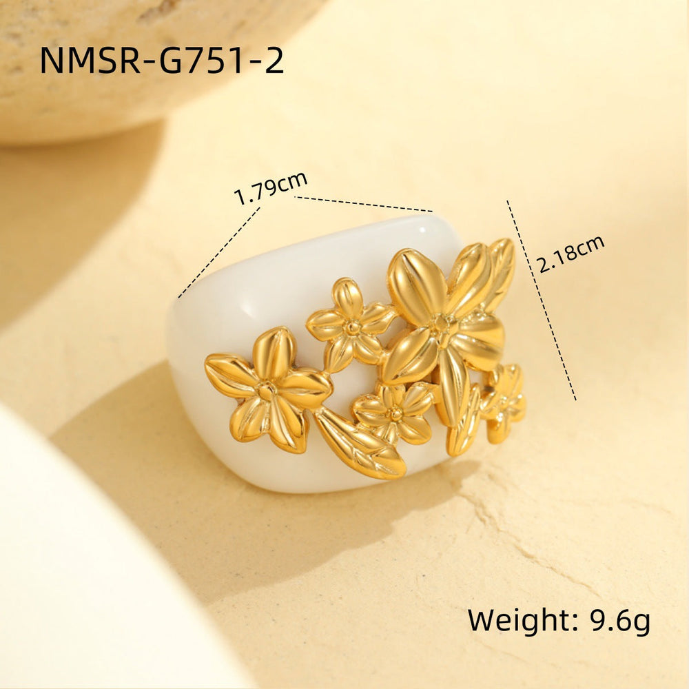 Ring Floral Design Ring Floral Brocade Bunch Light Luxury High End All Match Jewelry Popular Women