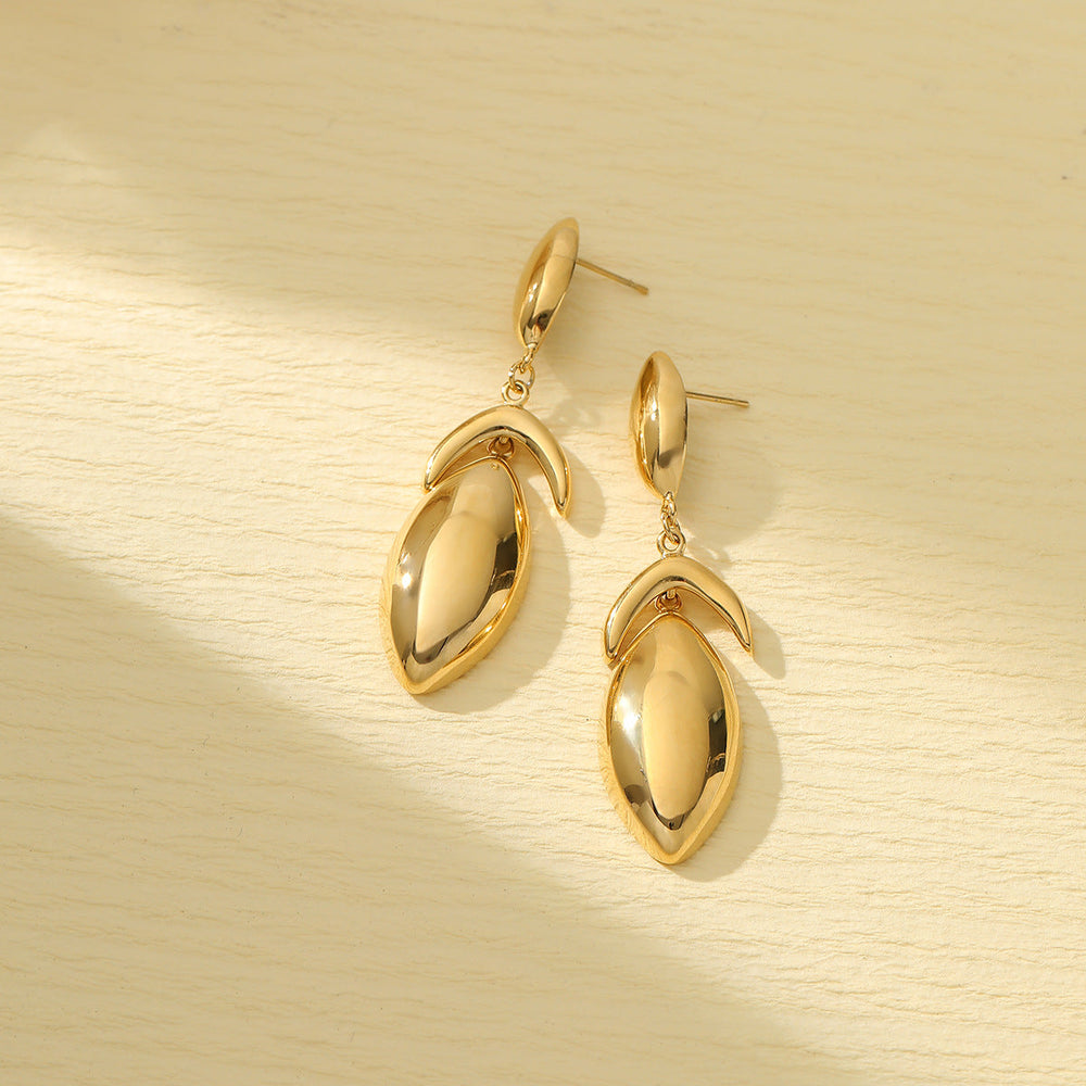 High Grade Water Drop Titanium Steel Earrings Women Vacuum Electroplating Color Matching Cold Stainless Steel Ear Clips Earrings