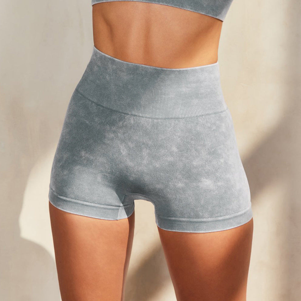 Seamless Stone Washed Workout Bra Shorts Sports Suit Running Body Tight Five Piece Set