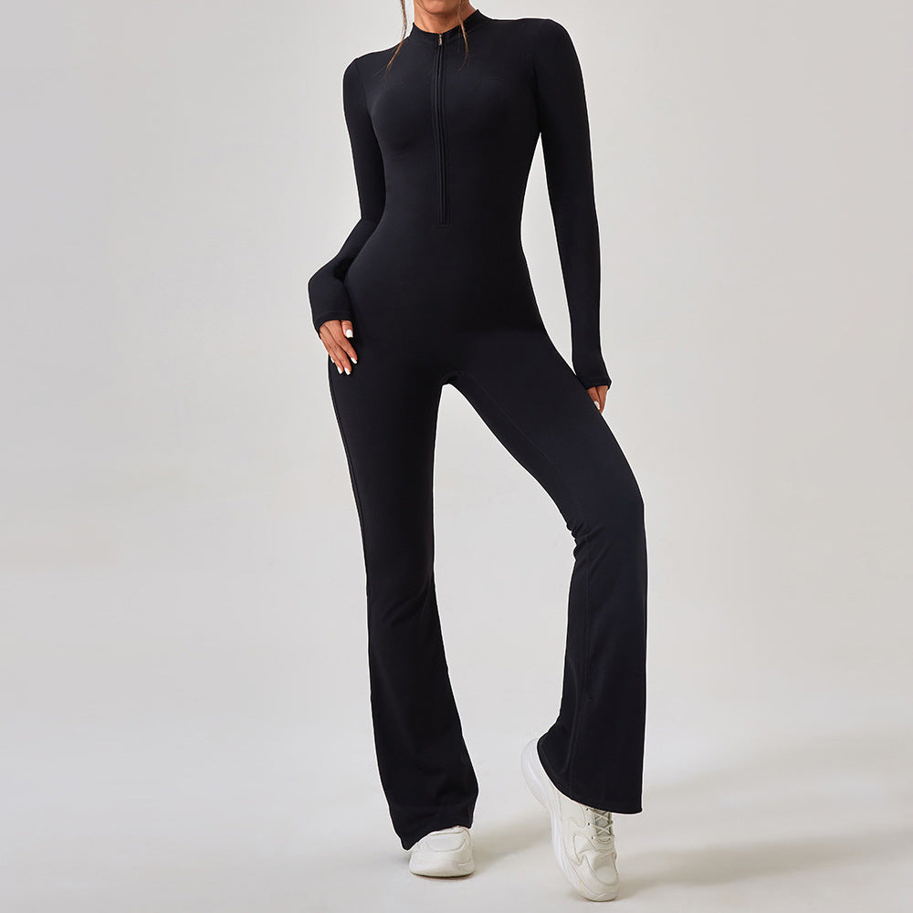 Long Sleeve Zipper Pants Slim Fit Women One Piece Hip Lifting Sport Sportswear