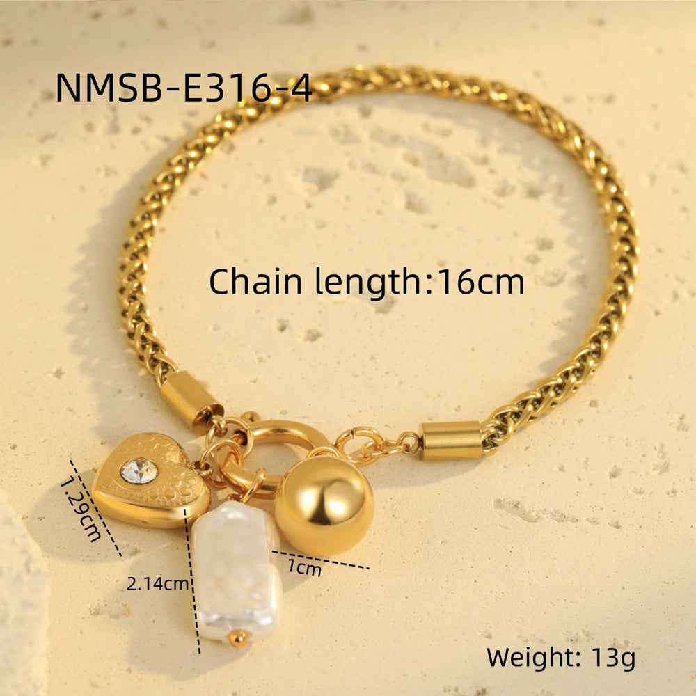 Necklace Bracelet Diamond Embedded Love Embellished Necklace Light Luxury Minority Advanced Stainless Steel Bracelet Women