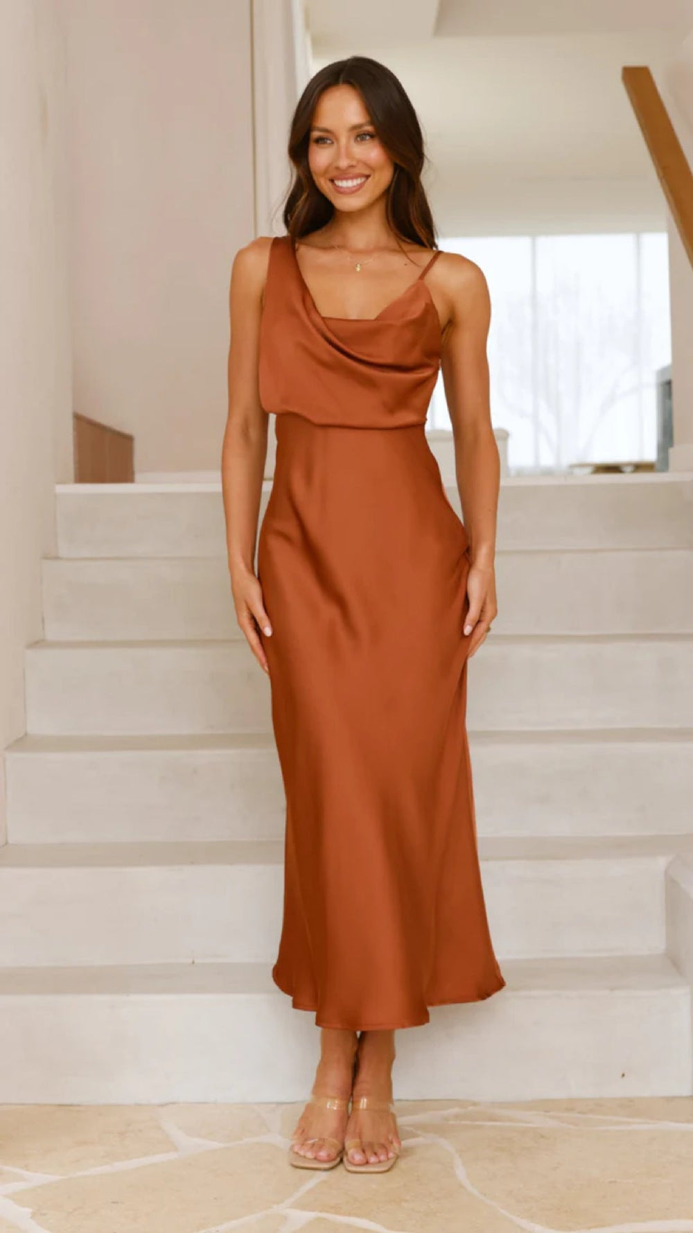 Summer Women Clothing Solid Color Satin Satin Sexy Suspenders Dress