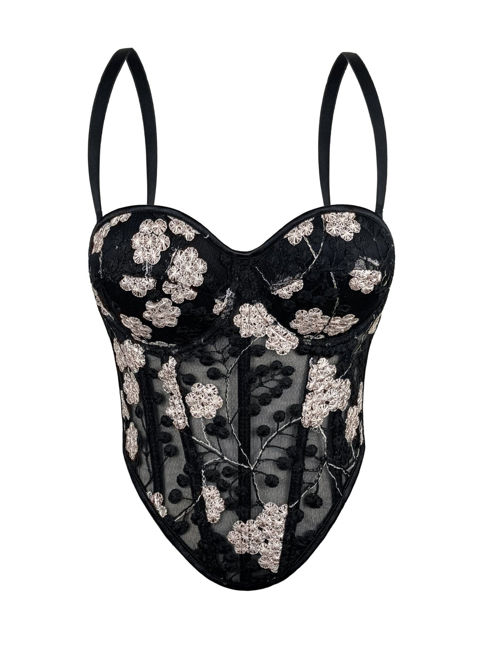Floral Embroidery Boning Corset Bra Sexy Sling Vest Summer Outer Wear Slim Shaping Tube Top
