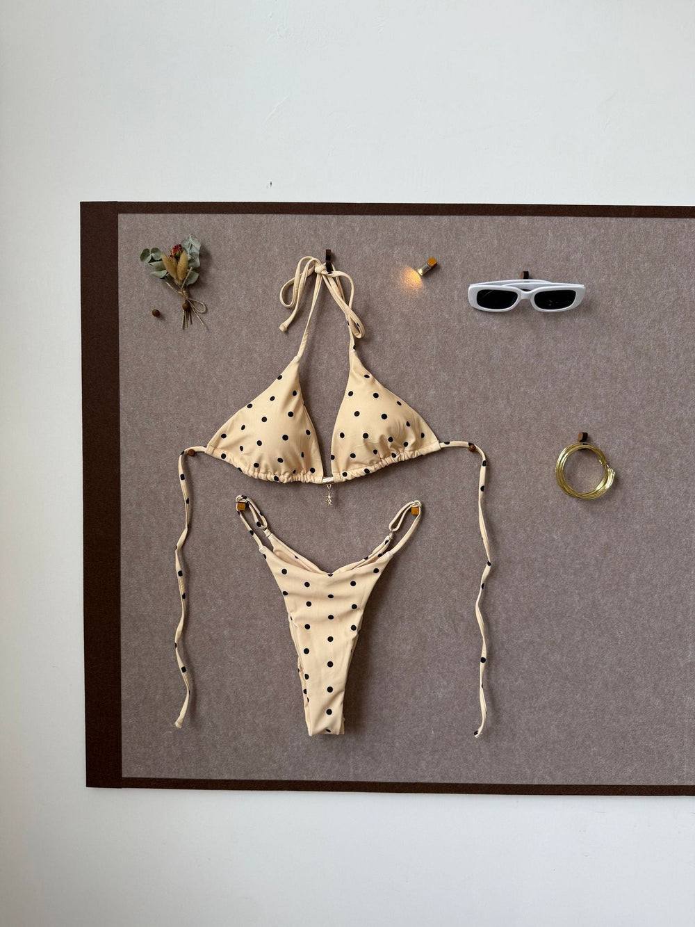 Sexy Strap Splicing Color Polka Dot Girl Vacation Bikini Split Swimsuit