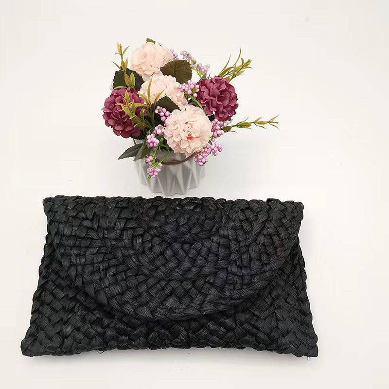 Corn Husk Straw Bag Clutch Women Large Capacity Clutch Hand-Woven Bag Mobile Phone Bag Coin Purse Japanese Korean