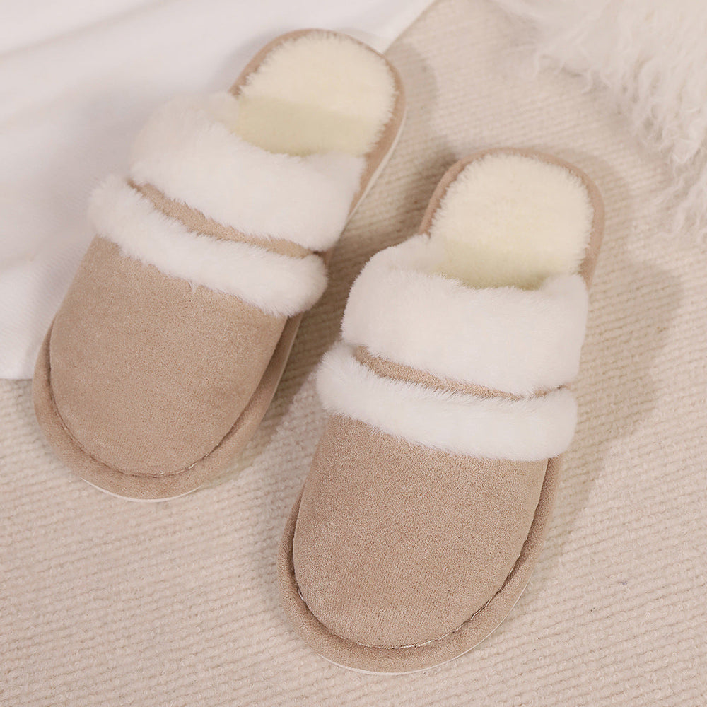 Fluffy Slippers Autumn Winter Warm Slugged Bottom Home Thickened Fleece Slippers Home Indoor Cotton Slippers