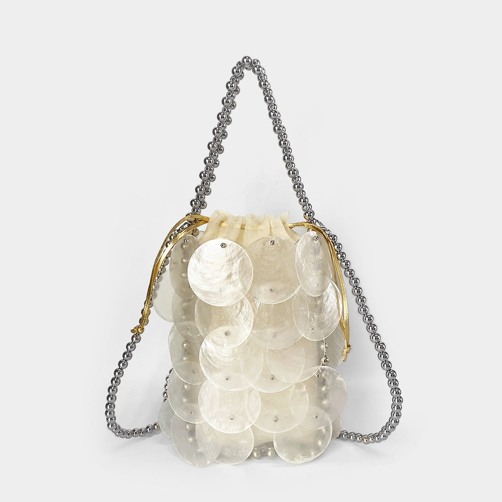 Color Handmade Woven Shell Bag Color Women Handbag Beaded Chain Fish Scale Bag