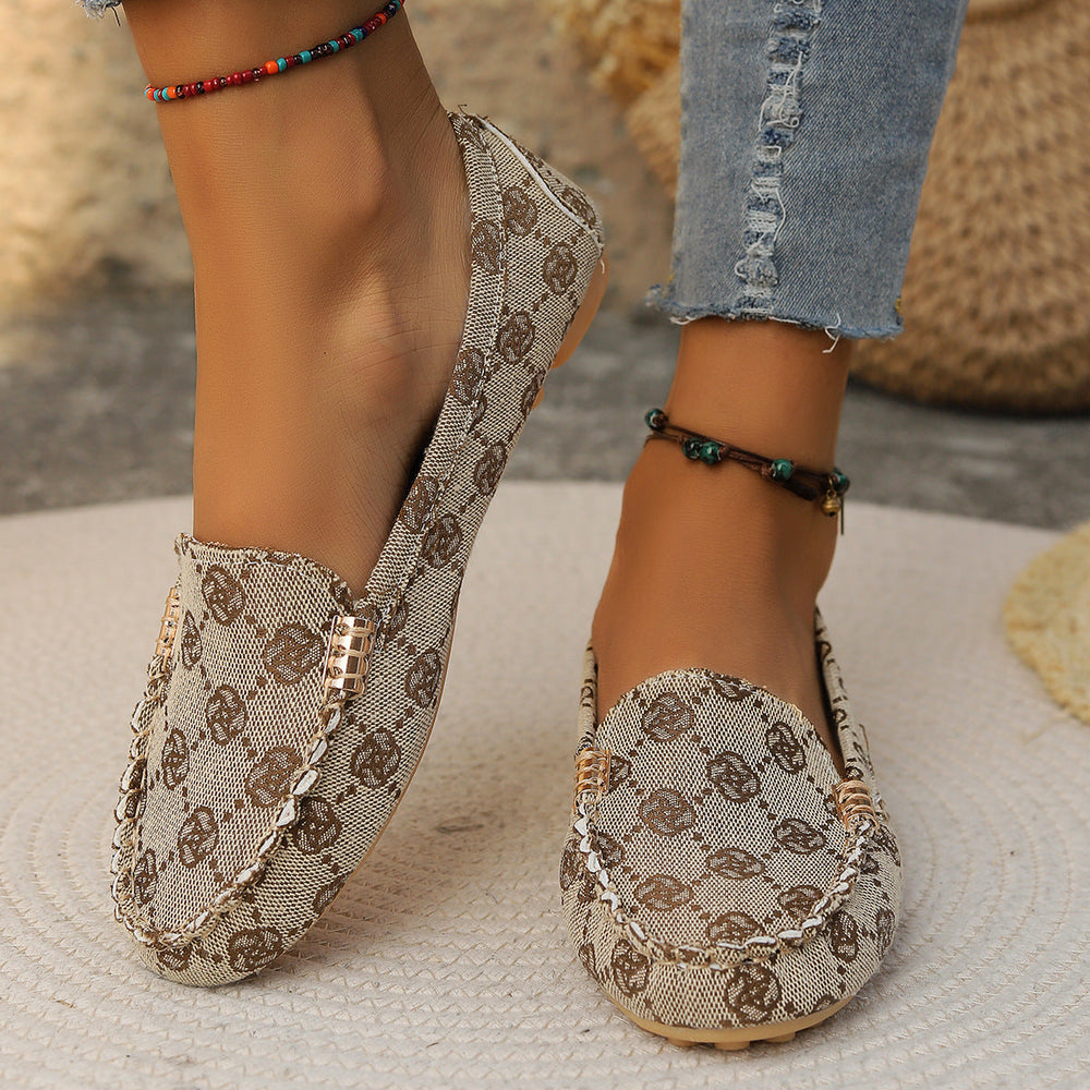 Arrival Color Matching Cloth Surface Lazy Flat Pumps Women Ethnic Low Cut Breathable Lazy Work Shoes