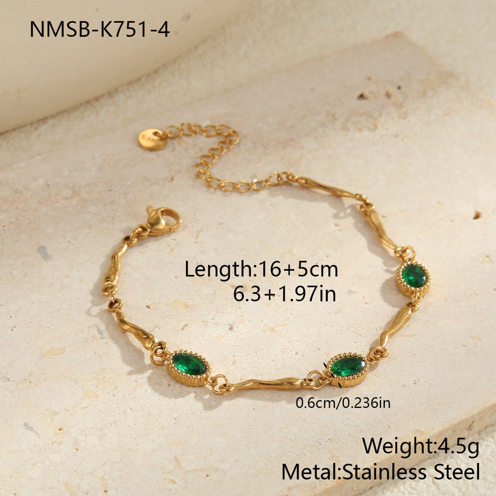 Inlaid Color Zircon Stainless Steel Bracelet Non Fading Light Luxury High Grade Sense Ornament
