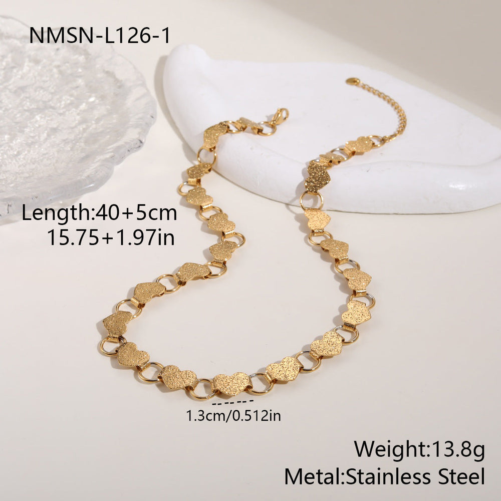 Personalized High Grade Hollowed Heart Shape Stainless Steel Necklace 18K Gold Plating Exaggerated Bracelet Hand Jewelry