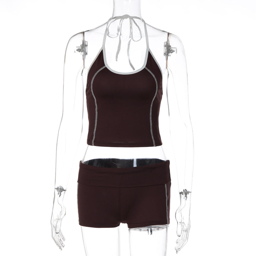 Women Clothing Sports Underwear Vest Shorts Two Piece Sets Printed Tight Yoga Fitness