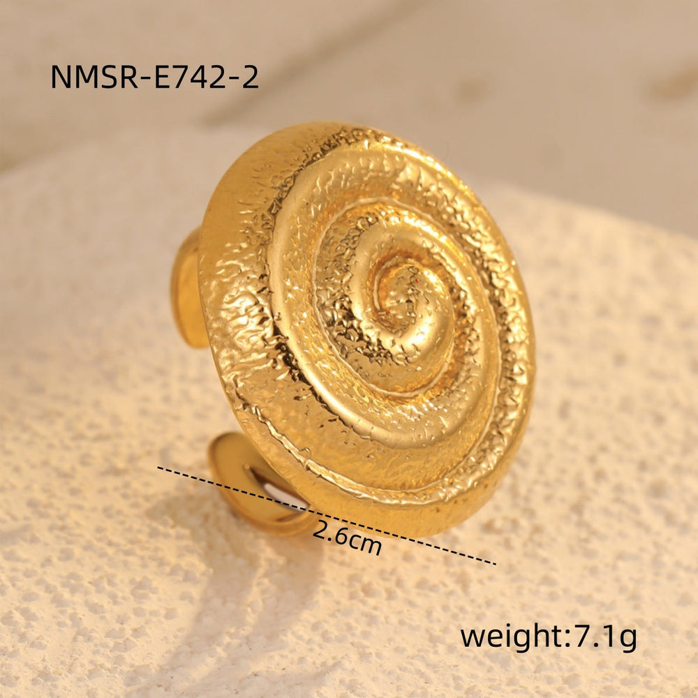 Stainless Steel Ring Exaggerated Irregular Asymmetric Geometric Abstract Plated 18K Gold Titanium Steel Ring Bracelet