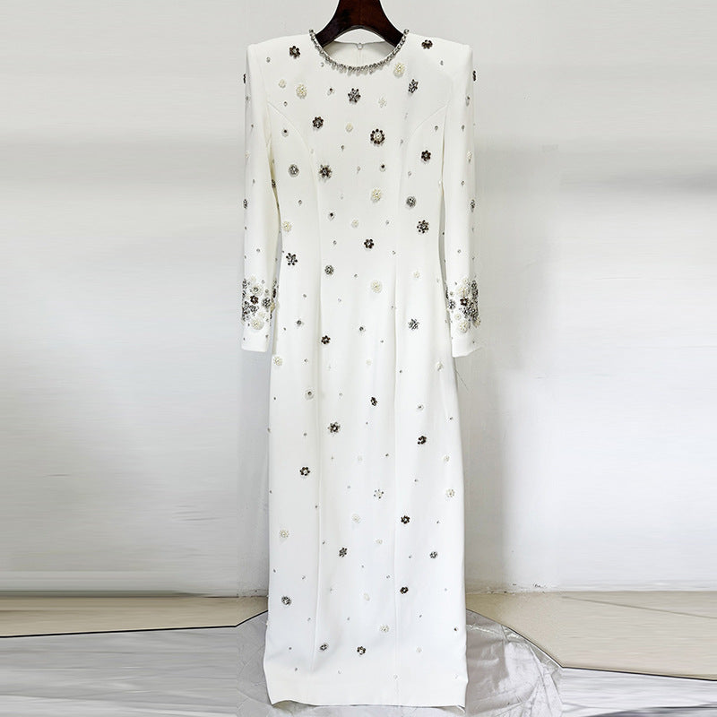 Heavy Industry Beads Diamond Embedded Slim Maxi Dress Formal Dress
