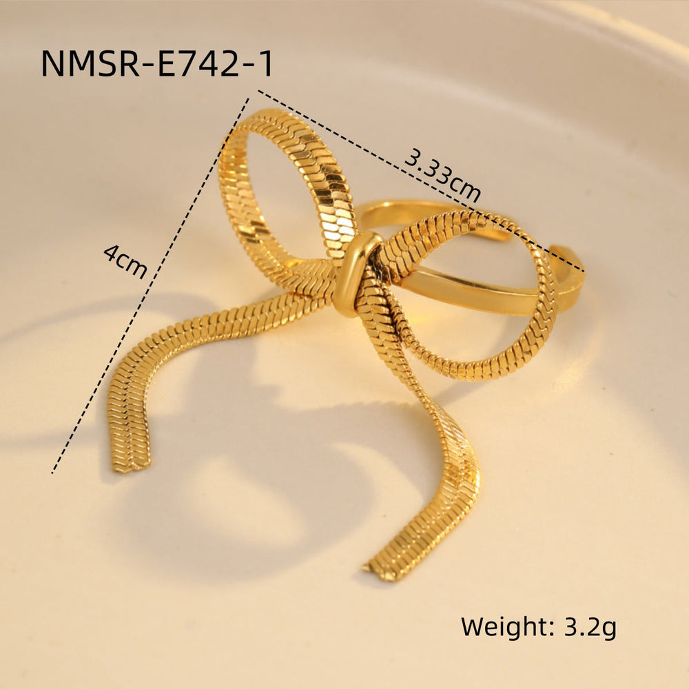 Stainless Steel Ring Exaggerated Irregular Asymmetric Geometric Abstract Plated 18K Gold Titanium Steel Ring Bracelet