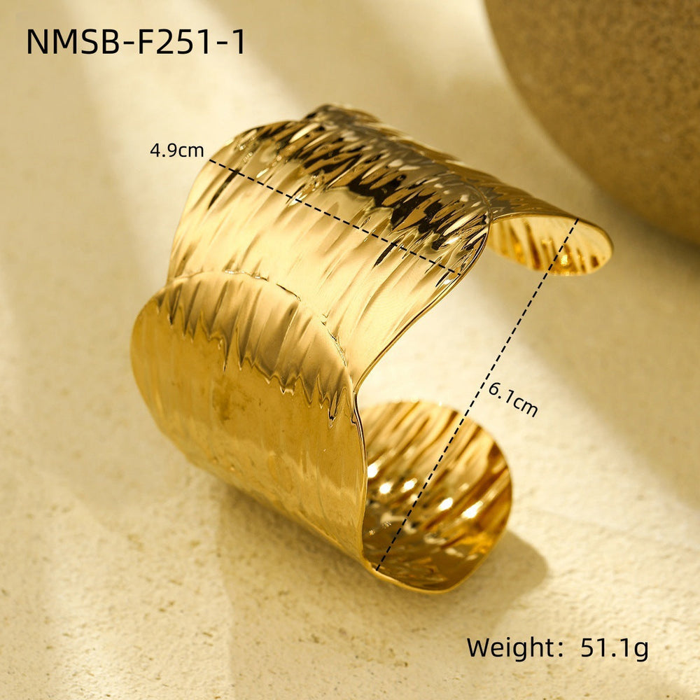 Exaggerated Personalized All Match Titanium Steel Bracelet Fashionable High End Wide Surface Design Open Stainless Steel Bracelet