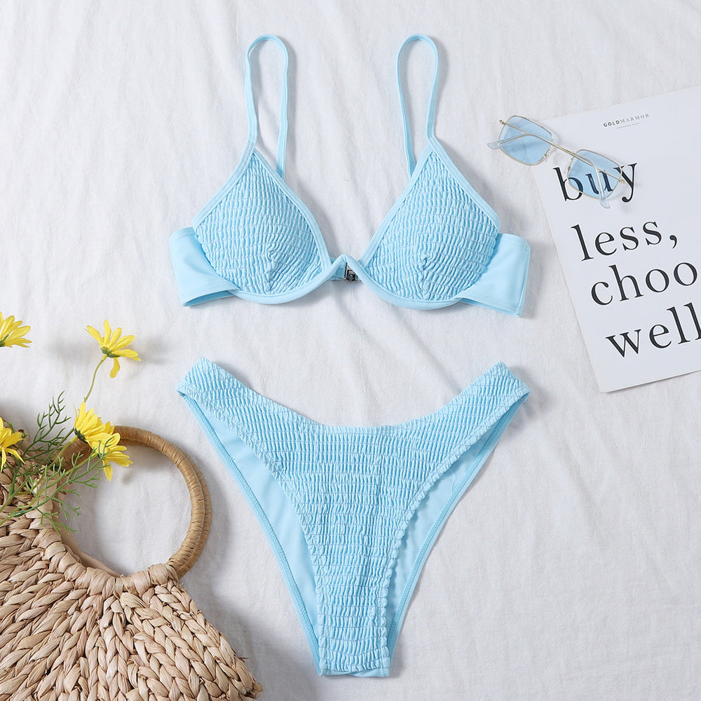 Bikini Pleating Craft Nylon Swimsuit Swimwear
