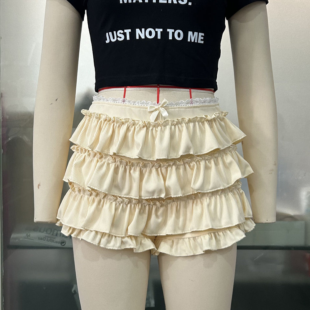 Women Pantskirt Multi Layer Cake Pants Multi Color Sexy Lace Shorts