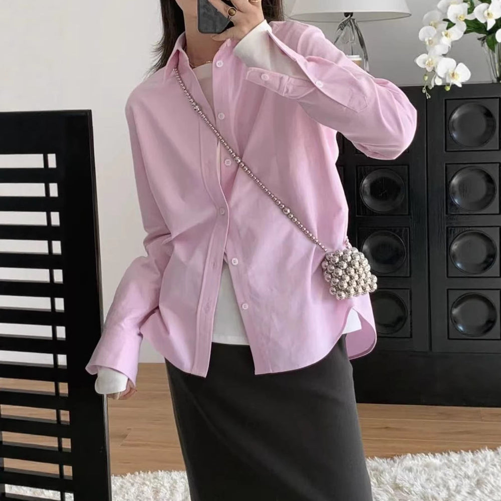 Women Clothing Autumn Advanced All Match Basic Tops Shirt