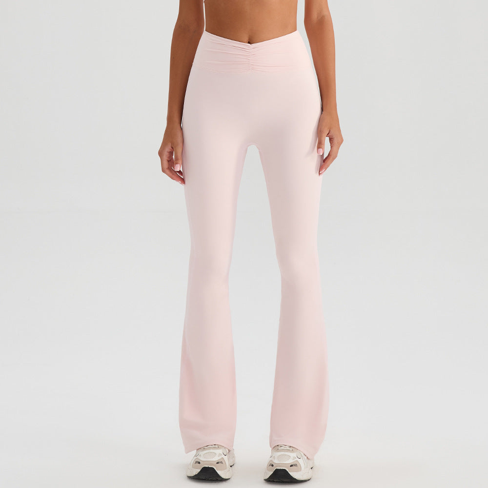 Nude Feel High Waist Hip Lift Yoga Pants Bell Bottom Pants Running Fitness Pants Slimming Tight Breathable Sports Pants