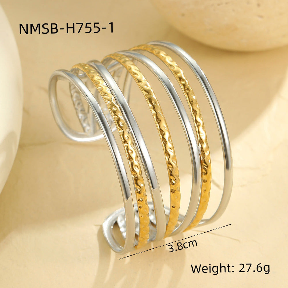 Geometry Pattern Semicircle Hollow Out Cutout Bracelet Static Luxury Exaggerated Personalized Cold Opening Bracelet