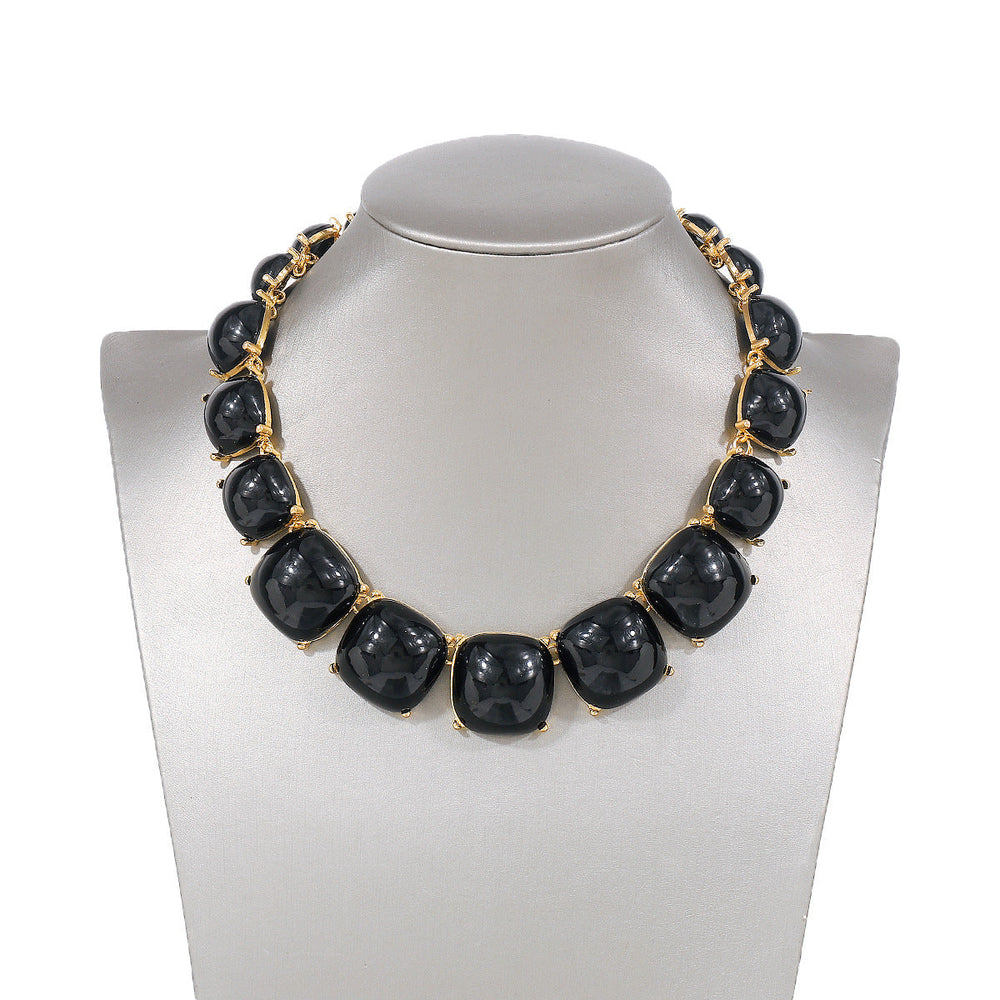 Ornament Personality Magazine Alloy Rhinestone Necklace Earrings for Women