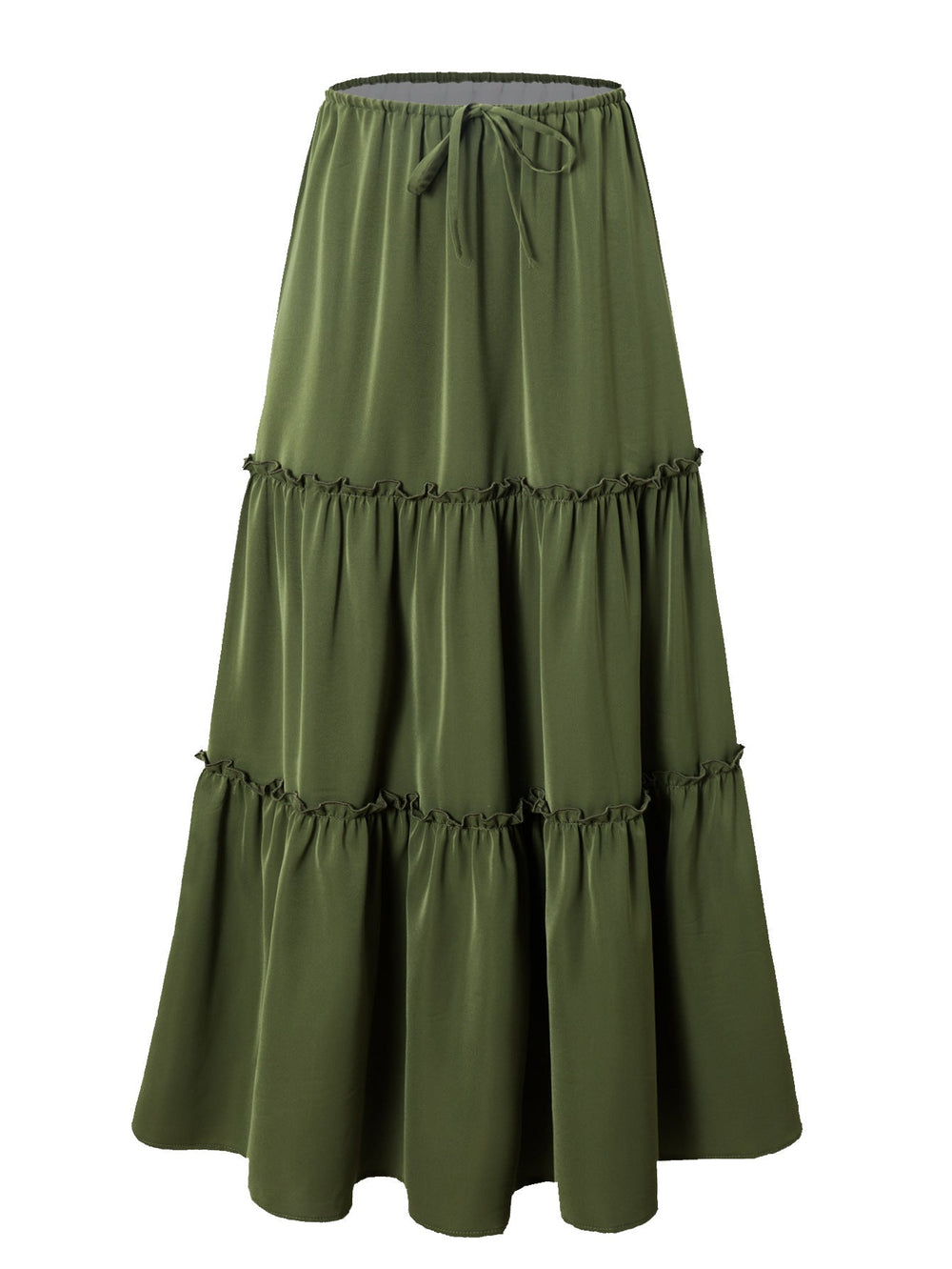 Women High Waist Elastic Pocket Long Adjustable Lace up Skirt Women
