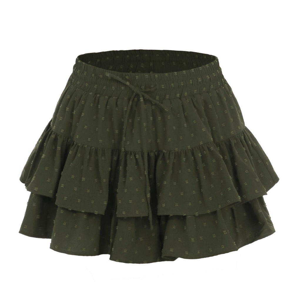 Women Lace up Adjustable Skirt Sports Wardrobe Malfunction Avoiding High Waist Elastic Pantskirt