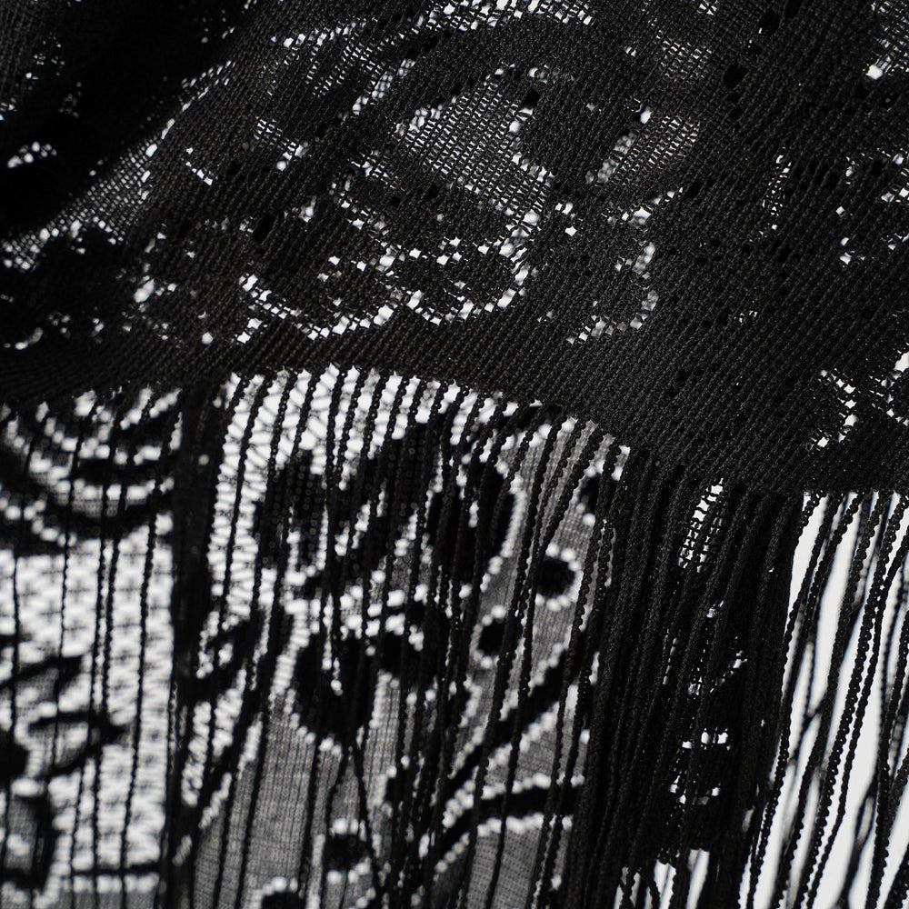 Nylon Hollow Out Cutout Breathable Tassel Triangle Shawl Women Scarf