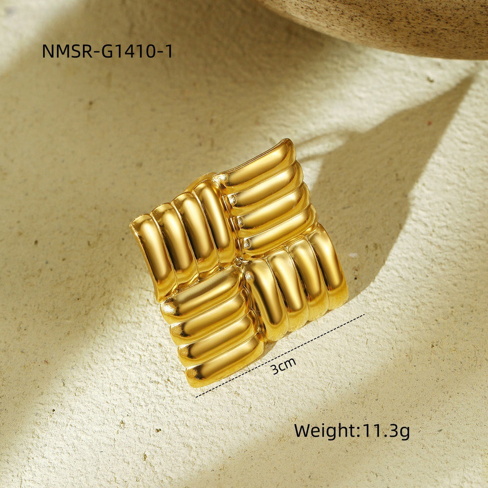 Arrival Exaggerated High Grade Titanium Steel Ring Concave Convex Hammer Pattern Semicircle Hollow Out Cutout Circle Stainless Steel Bracelet