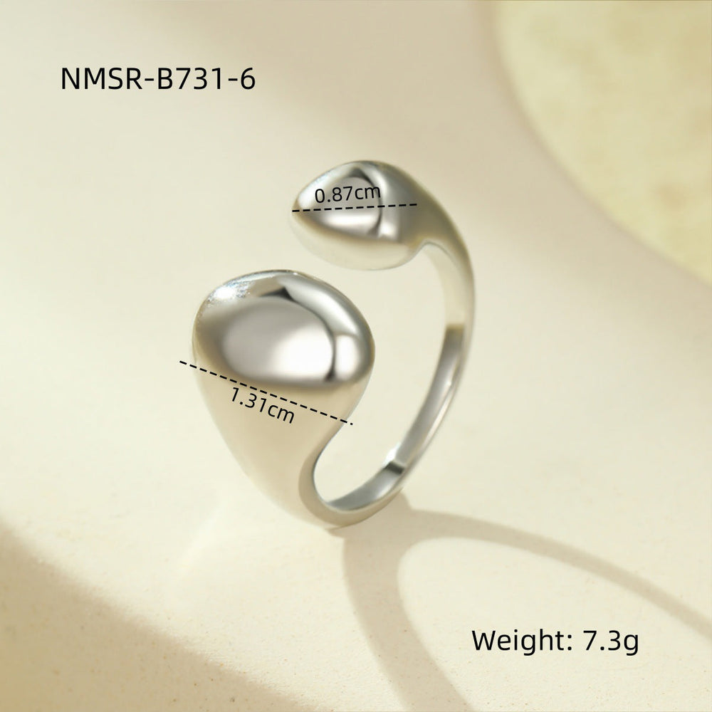 Niche High Grade Stainless Steel Ring Geometric Abstract Open Irregular Asymmetric Non Fading Titanium Steel Ring Ornament