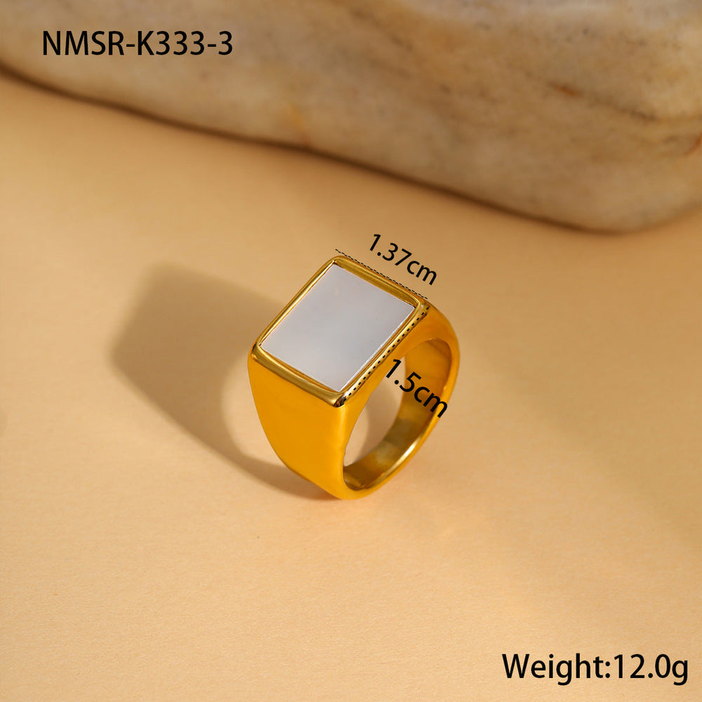 Advanced Design Fritillary Titanium Steel Ring Non Fading 18K Gold Plating Niche Hand Jewelry
