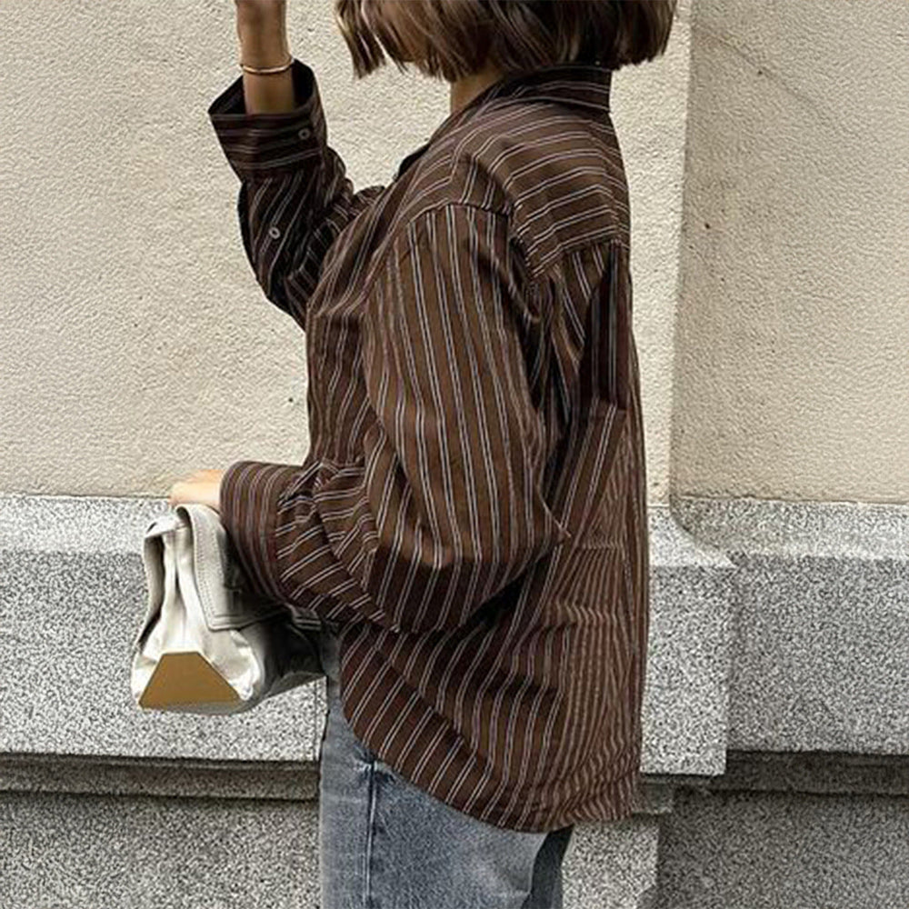 Women Clothing Autumn Casual Vacation Plaid Long Sleeve Coat Shirt