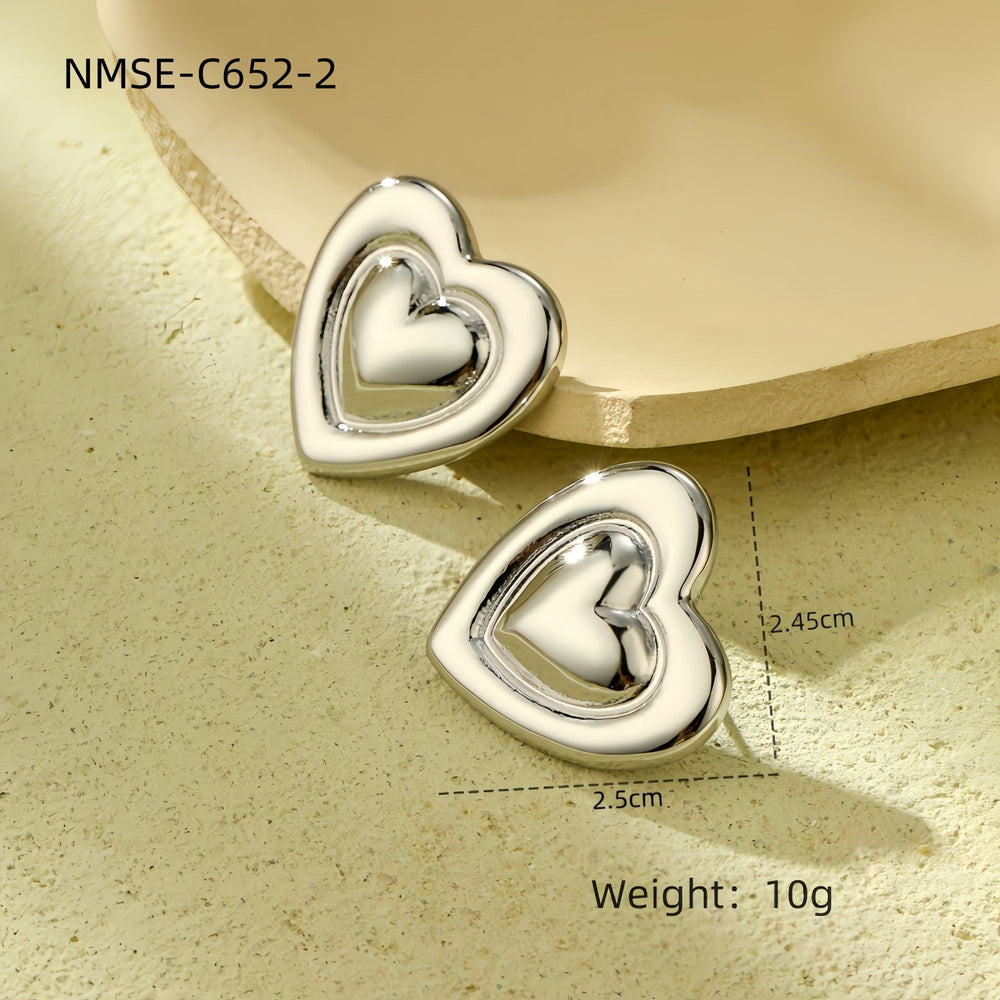 Light Extravagant Love Heart Geometric Abstract Square Titanium Steel Earrings Back Shaped Five Pointed Star High Grade Stainless Steel Earrings