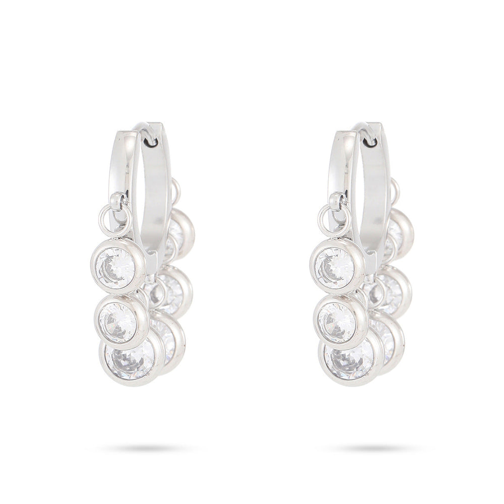 18K Vacuum Gold Plated round Diamond Stainless Steel Earrings for Women Affordable Luxury Colorful Crystals Titanium Steel Earrings Women