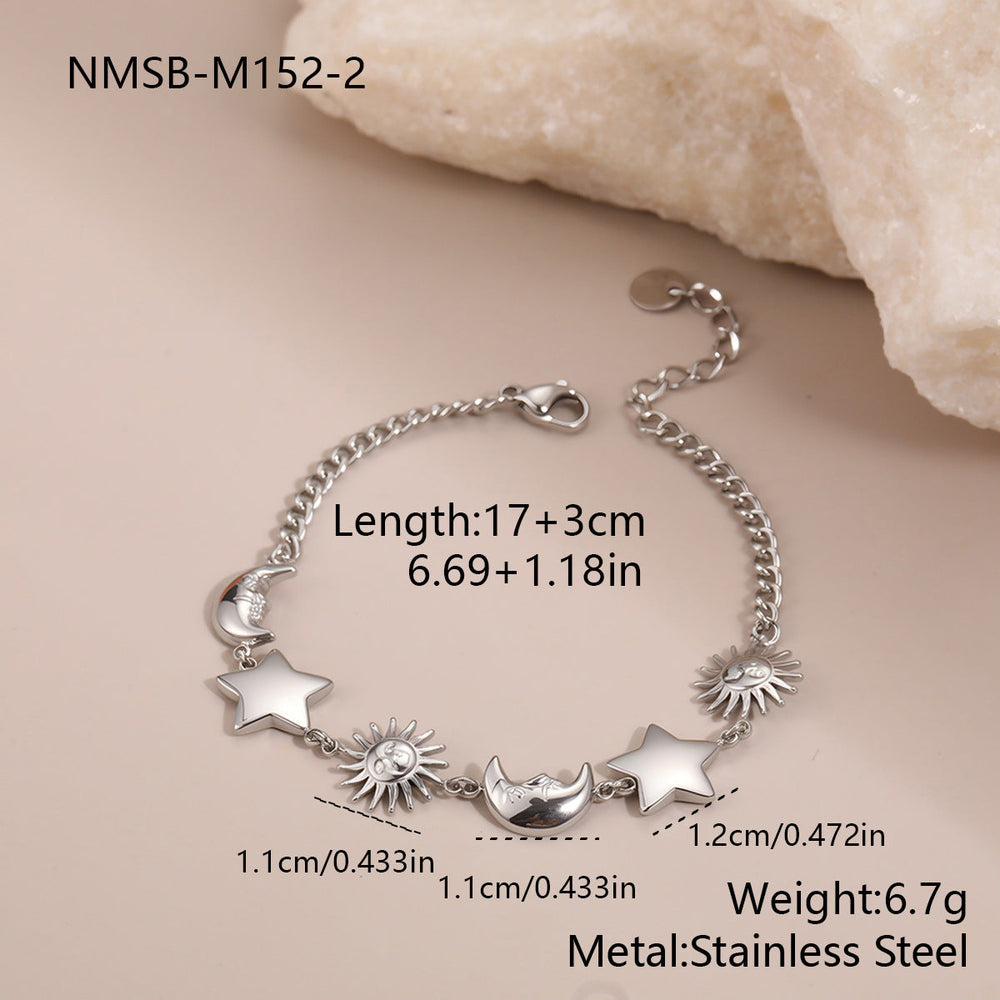 Sun Moon Stainless Steel Bracelet Light Luxury High-Grade Jewelry Non Fading Titanium Steel Ornament Women