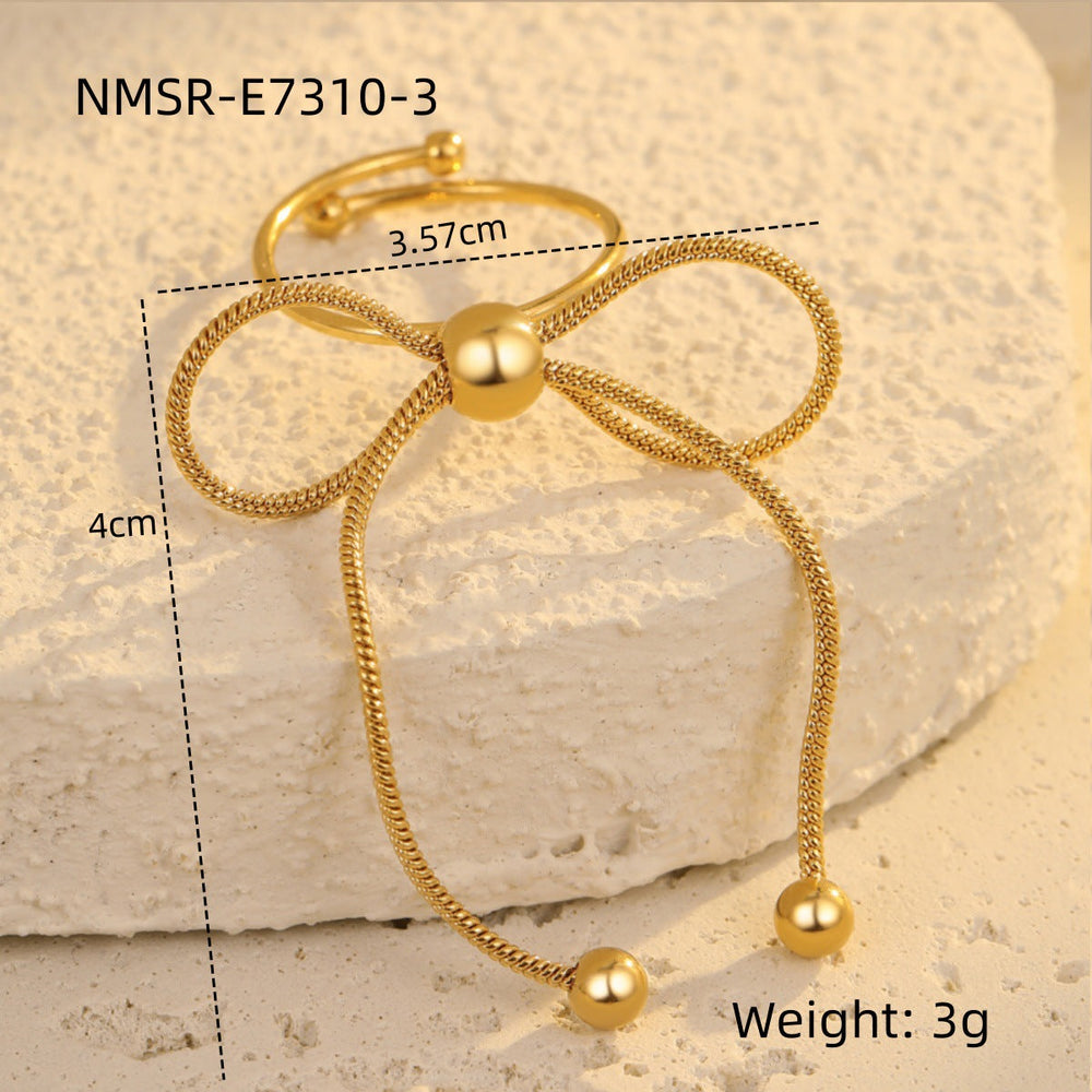 Stainless Steel Ring Exaggerated Irregular Asymmetric Geometric Abstract Plated 18K Gold Titanium Steel Ring Bracelet