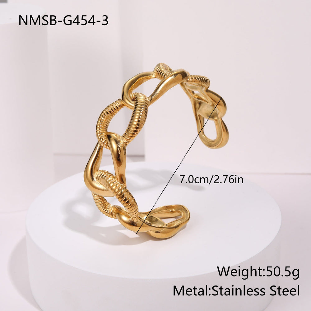 Design Texture around Open Ended Bracelet Stainless Steel Bracelet Gold Plated Light Luxury Bracelet