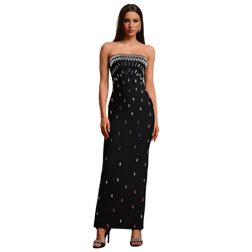 Women Wear Sexy Tube Top High End Drilling Backless Dress
