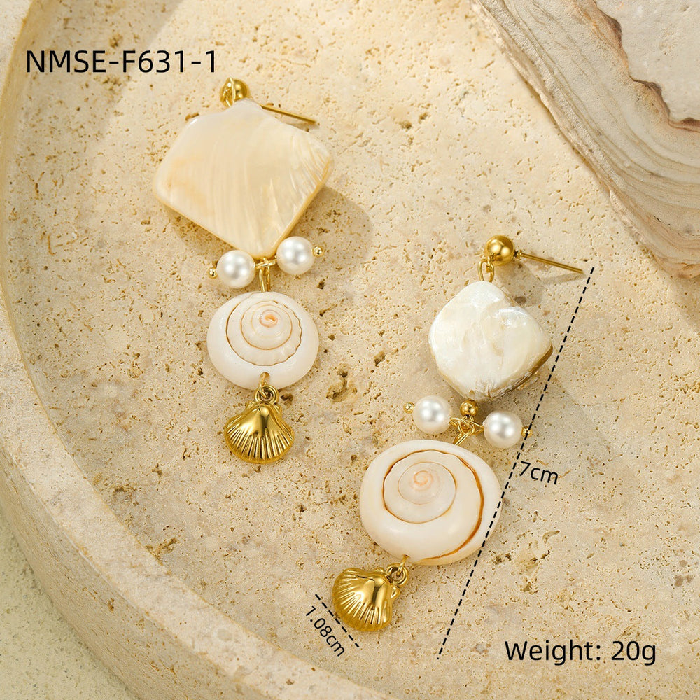 Ocean Series Beach Vacation Necklace Bracelet Earrings Shell Starfish Stainless Steel Summer Ornament