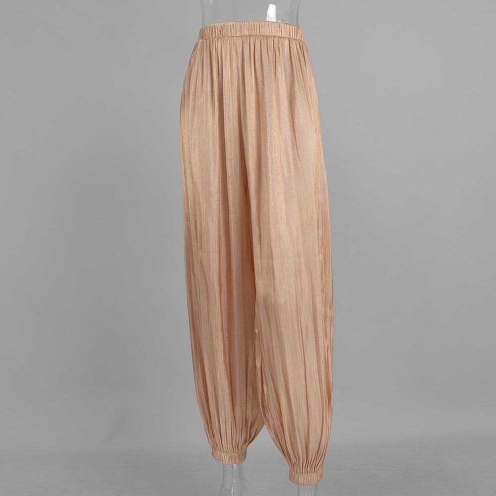 Bloomers Pants Spring Summer Women Street Low Waist Ankle Tied Draped Pants