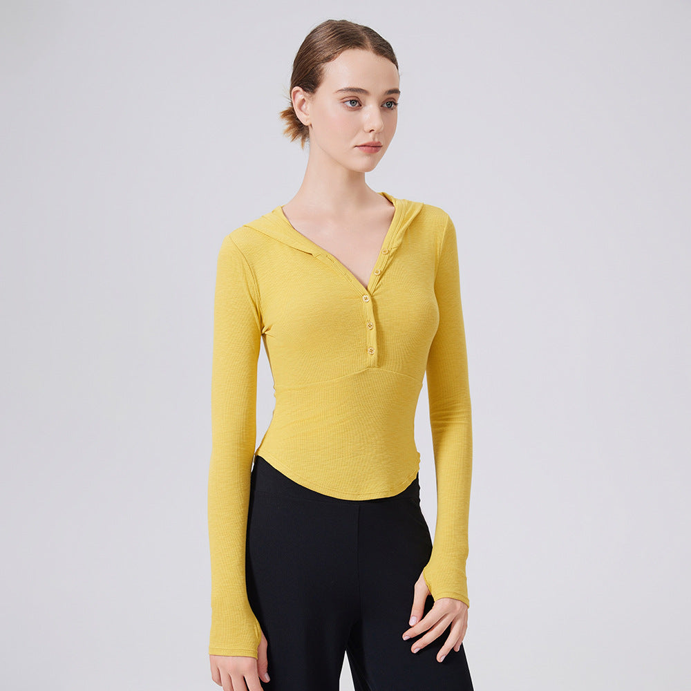 Bamboo Thread Hoodie Slimming Tops Outerwear Workout Clothes Running Yoga Slimming Long Sleeves Henry Sports