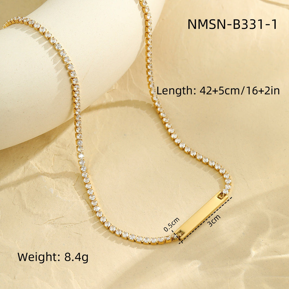 Diamond Necklace DIY Laser Sculpture Stainless Steel Necklace Plated 18K Real Gold Hand Jewelry