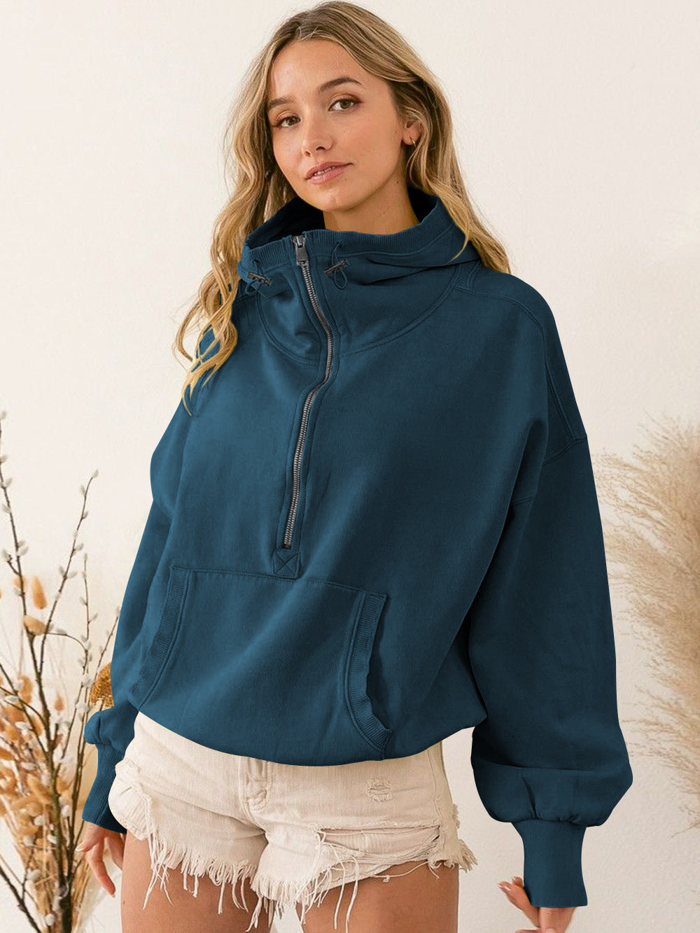 Hooded Sweatshirt Women Clothing Tide Brand Sports Hoodie Zipper Drawstring Long Sleeve Top