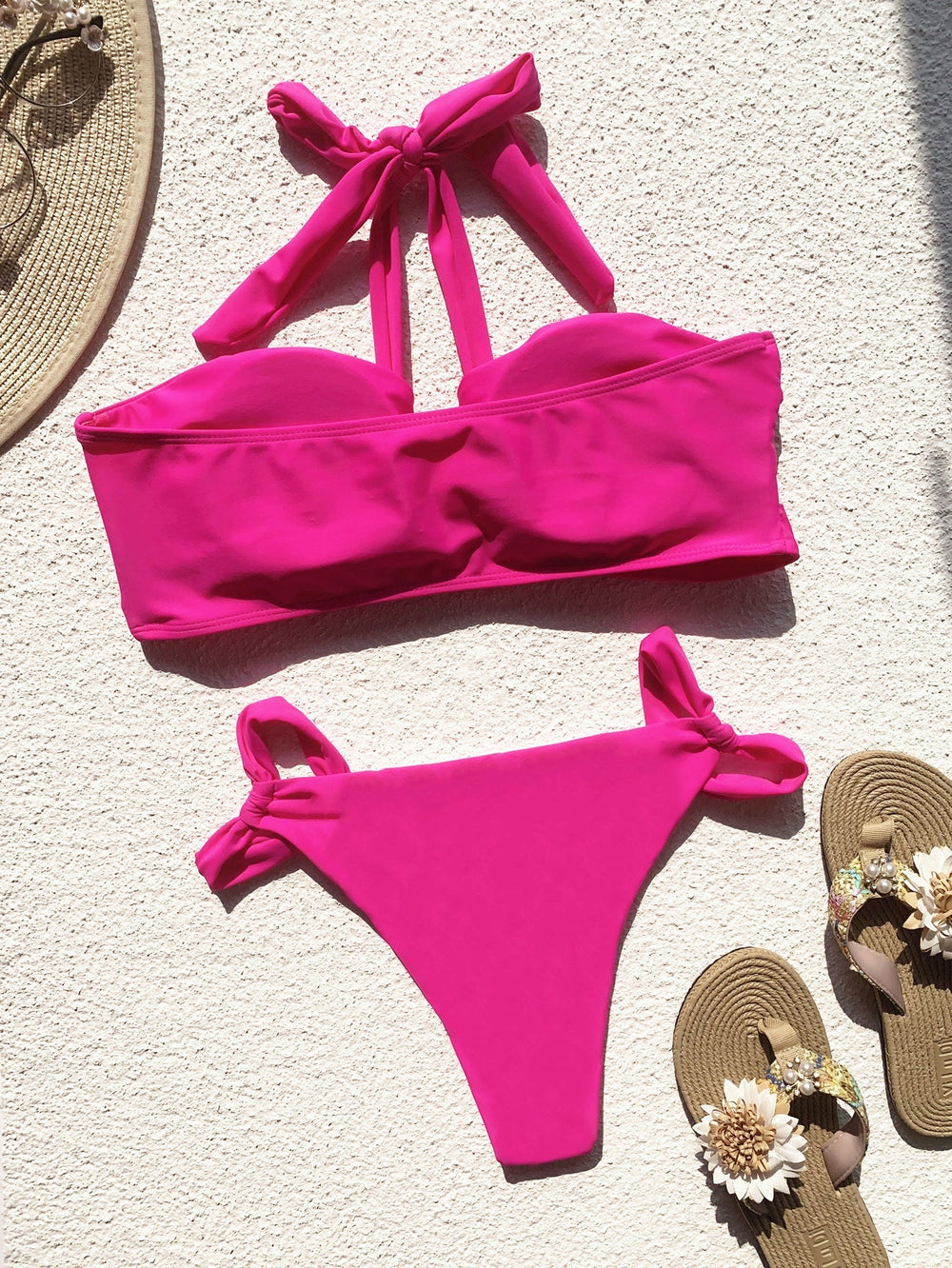 Bikini Double Bikini Solid Color Swimsuit Stitching Swimming Suit Women Sexy Swimsuit Strap