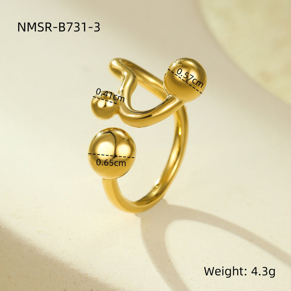 Niche High Grade Stainless Steel Ring Geometric Abstract Open Irregular Asymmetric Non Fading Titanium Steel Ring Ornament