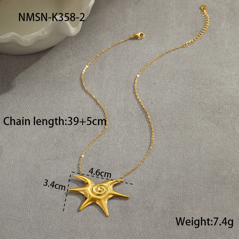 High Grade Titanium Steel Necklace Non Fading Golden Sun Stainless Steel Studs Niche Sold Jewelry