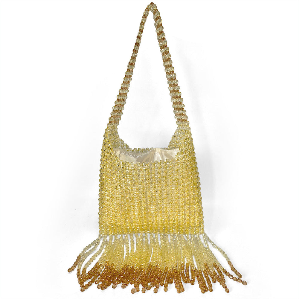 Western Pull Metal High Quality Bag Special Interest Design Tassel Handmade Beaded Dark Cool Underarm Bag