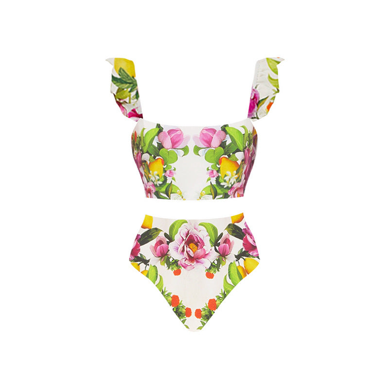 High Waist Print Bikini Vacation Beach Swimsuit Swimsuit Women