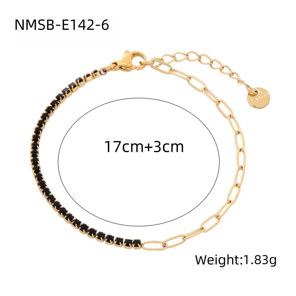 Arrival Rainbow Color Fine Diamond Titanium Steel Bracelets Women Exquisite Small Qiaoyi Row Full Diamond Stainless Steel Jewelry